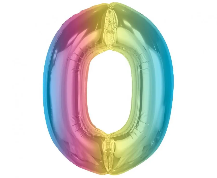 nolla numeropallo numerofoliopallo numeroilmapallo sateenkaari monivärinen värikäs