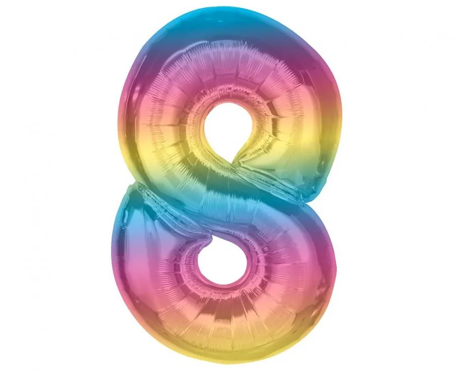 kasi kahdeksan numeropallo numerofoliopallo numeroilmapallo sateenkaari monivärinen värikäs